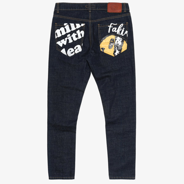 PIECED SMILES JEAN - RAW INDIGO