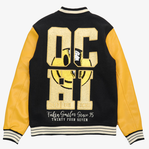 24-7 SMILEZ VARSITY JACKET - BLACK