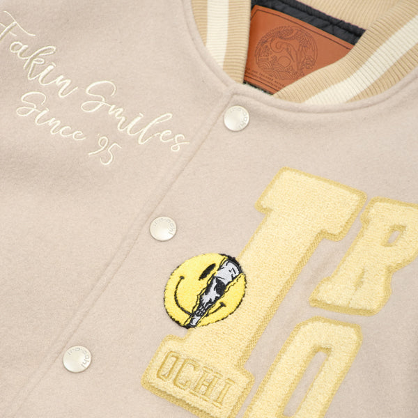 24-7 SMILEZ VARSITY JACKET - CREAM