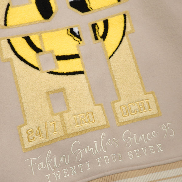 24-7 SMILEZ VARSITY JACKET - CREAM