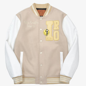 24-7 SMILEZ VARSITY JACKET - CREAM