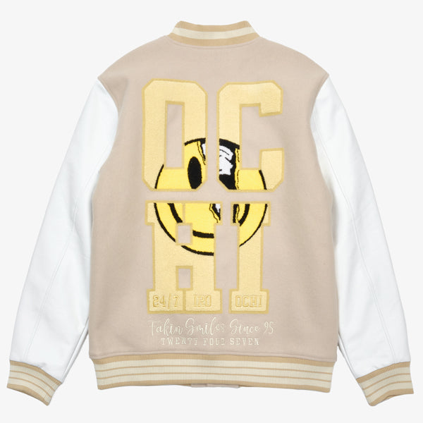 24-7 SMILEZ VARSITY JACKET - CREAM
